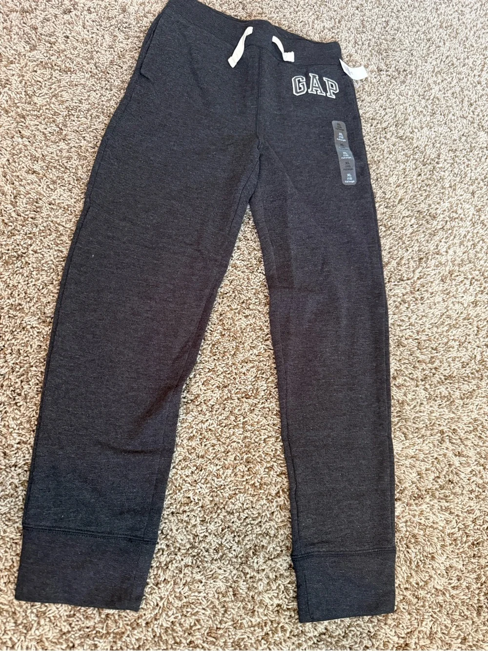 NWT GAP Kids Charcoal Gray Kids Sweatpants with Logo sz XL(12)